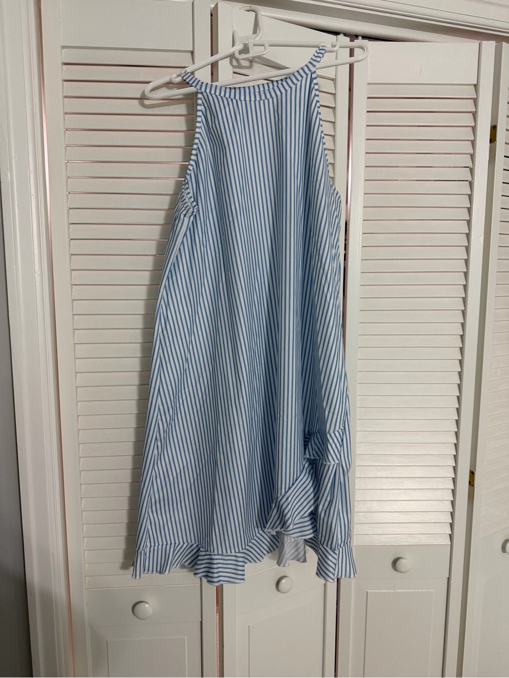 Blue & White Striped Sleeveless Summer Dress